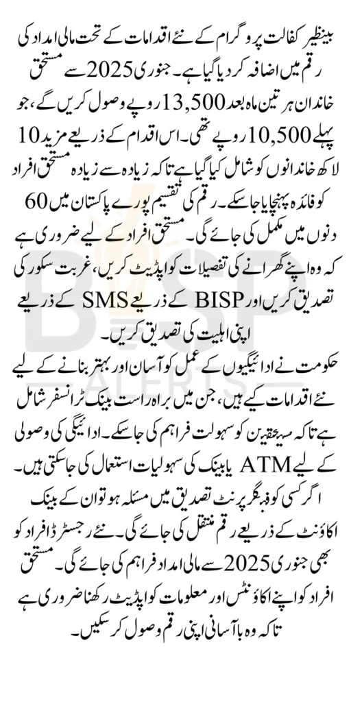 BISP Regular Beneficiaries Update Details for New Benazir Kafaalat 13500 Payment