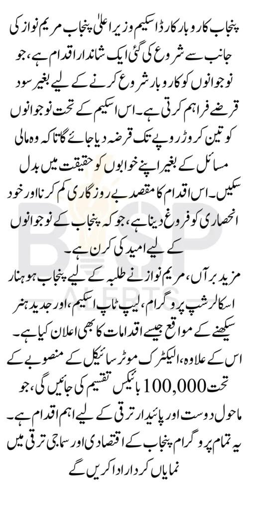 Maryam Nawaz Youth Loan Scheme Punjab