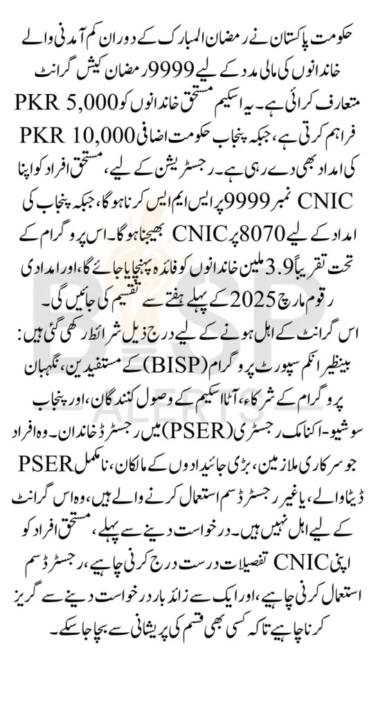 9999 Ramadan Cash Grant Eligibility Criteria Reveled By Maryam Nawaz 2026