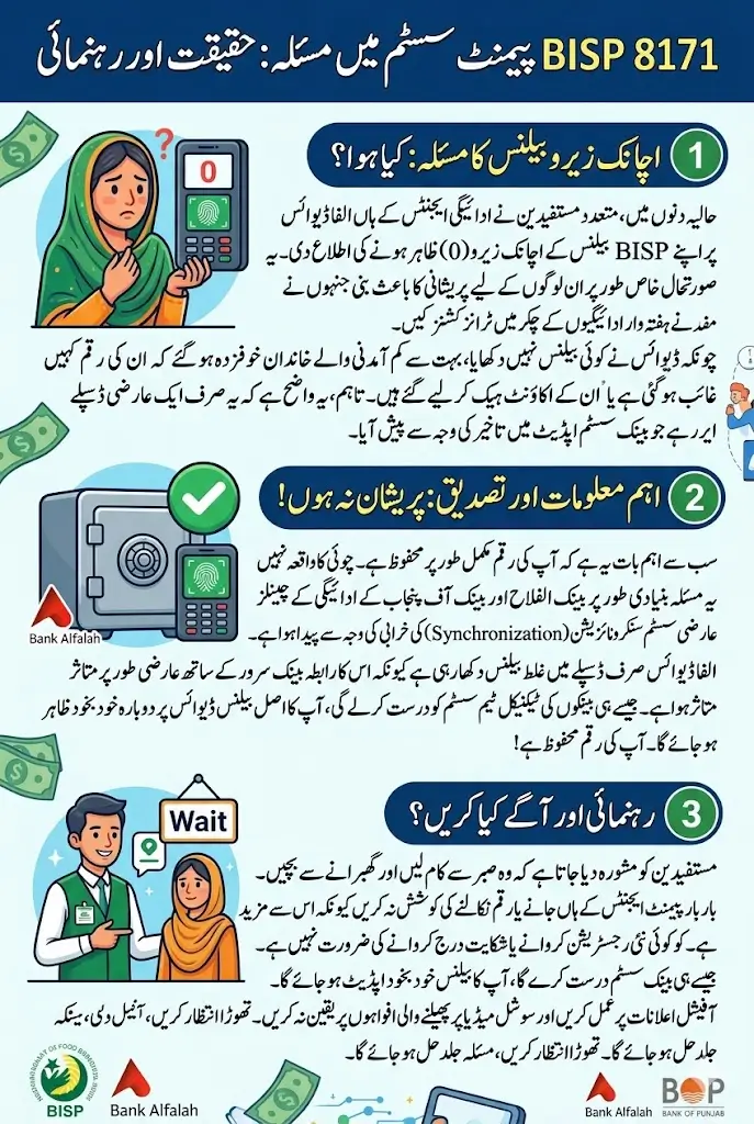 8171 BISP Payment System Error 2026 Bank Alfalah and BOP Users See Zero Balance